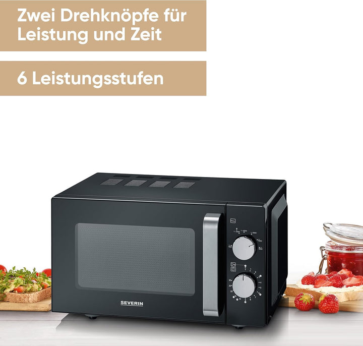 SEVERIN Mikrowelle mit Keramikboden, Mikrowellengerät zum Auftauen und Erhitzen, Mikrowelle mit gros