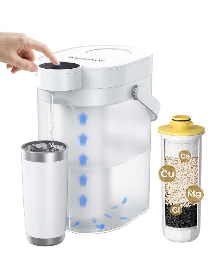 Waterdrop WD-ED11W Wiederaufladbarer Elektrischer Wasserfilterkrug, 3,5L Wasserenthärter Kalkfilter