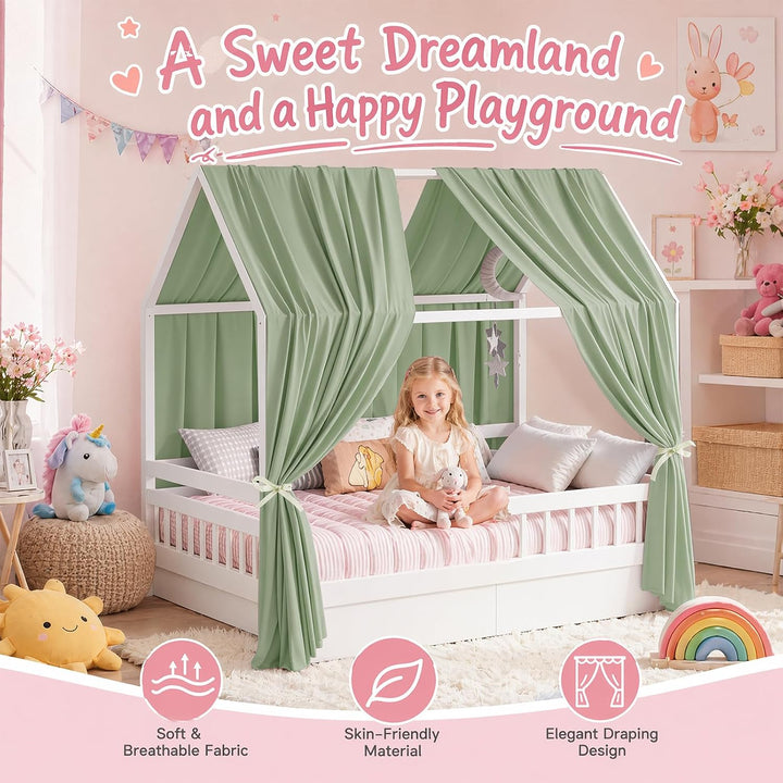 Hausbett Himmel, Betthimmel Hausbett, Stoffhimmel für Hausbetten Mädchen Jungen Baldachin, Handgemac