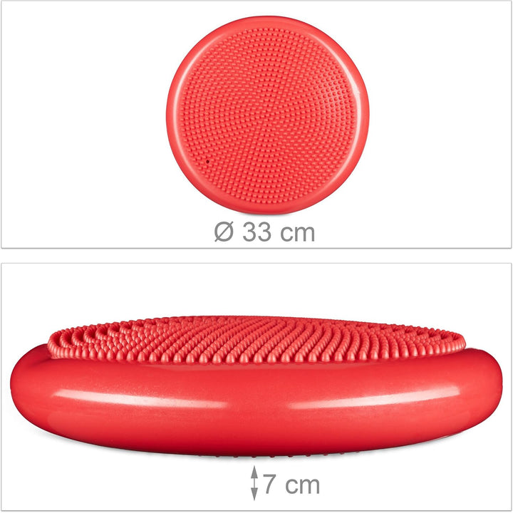 Relaxdays Balance Kissen, max. Gewicht 140 kg, Balance Pad mit Luftpumpe, Ballsitzkissen m. Noppen,