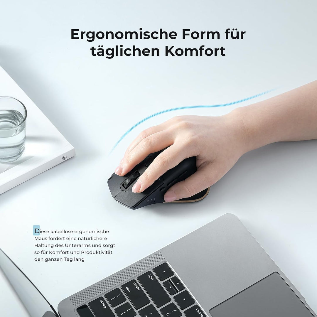 Bluetooth Maus, iClever Rechargeable Ergonomiche Maus Kabellose Mouse, Wiederaufladbarer Akku, Multi