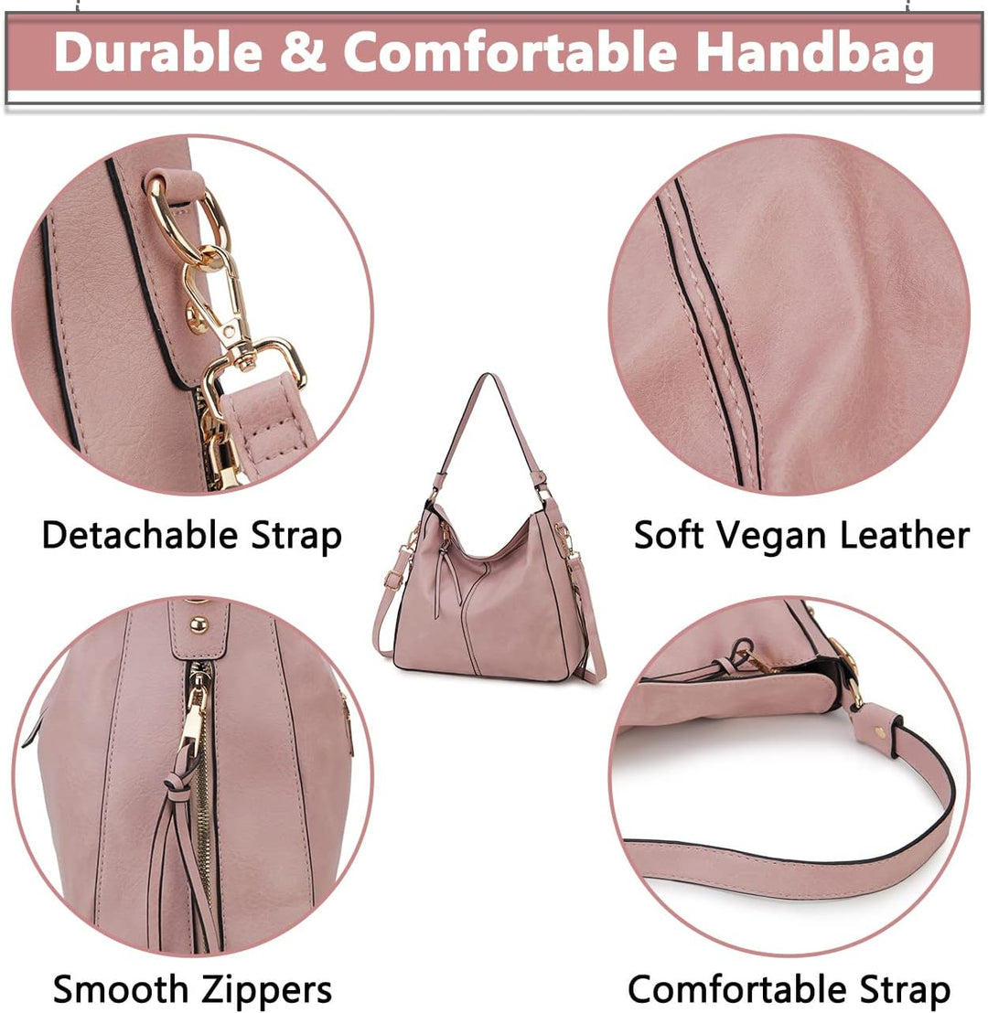 VX VONXURY Handtaschen für Frauen, Medium Vegan Leder Hobo Taschen Geldbörse für Damen Rosa, Rosa