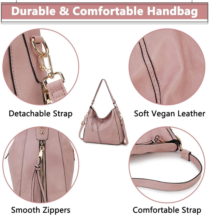 VX VONXURY Handtaschen für Frauen, Medium Vegan Leder Hobo Taschen Geldbörse für Damen Rosa, Rosa