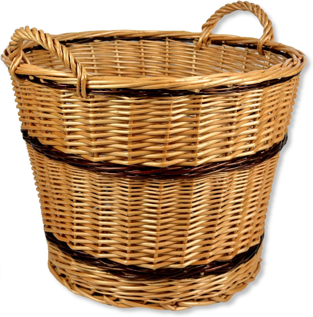 Kaminkorb in 4 Grössen WIKLER Holzkorb Kartoffelnkorb Korb Weide Kiepe Gartenkorb Erntekorb Rund (Du