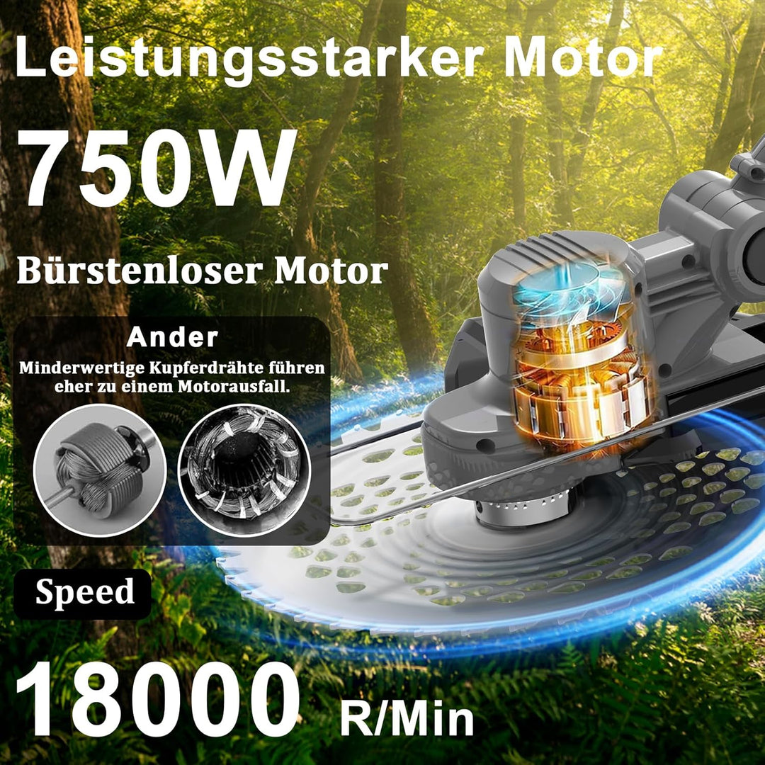 Bürstenloser Rasentrimmer mit Akku 2 4,0Ah, Rasentrimmer für Makita-Akkus,Freischneider mit Unkrautb
