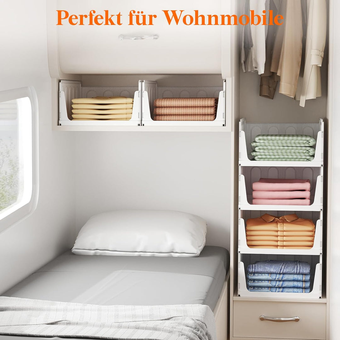 Lifewit 4 Pack Stapelbar Kleiderschrank Wardrobe Organizer für Kleidung, Kunststoff Ausziehbar Ordnu