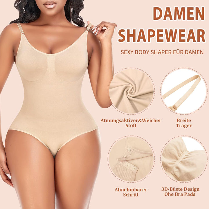 YARRCO Shapewear Damen Body Shaper Bauchweg Shaping Bodysuits Miederslip Figurformende Unterwäsche M