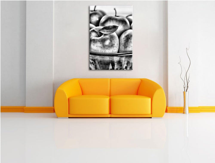 Pixxprint Apfel Schale mit grünen Äpfeln als Leinwandbild/Grösse: 100x70 cm/Wandbild/Kunstdruck/fert