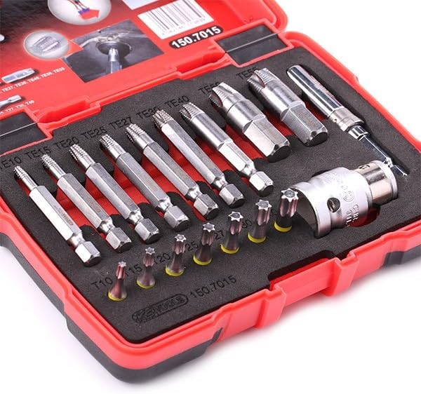 KS Tools 150.7015 1/4" + 10 mm Spezial-TX-Schrauben-Ausdreher-Satz, 18-teilig