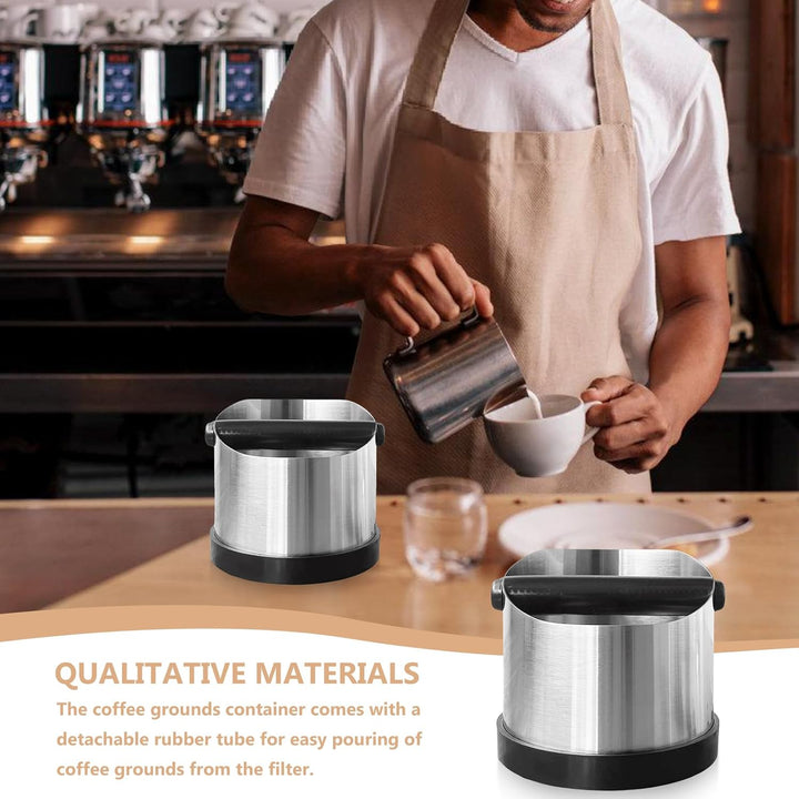 Abklopfbehälter für Siebträger, 700ML Edelstahl Knock Box für Kaffeesatz Espresso Abklopfbehälter Si
