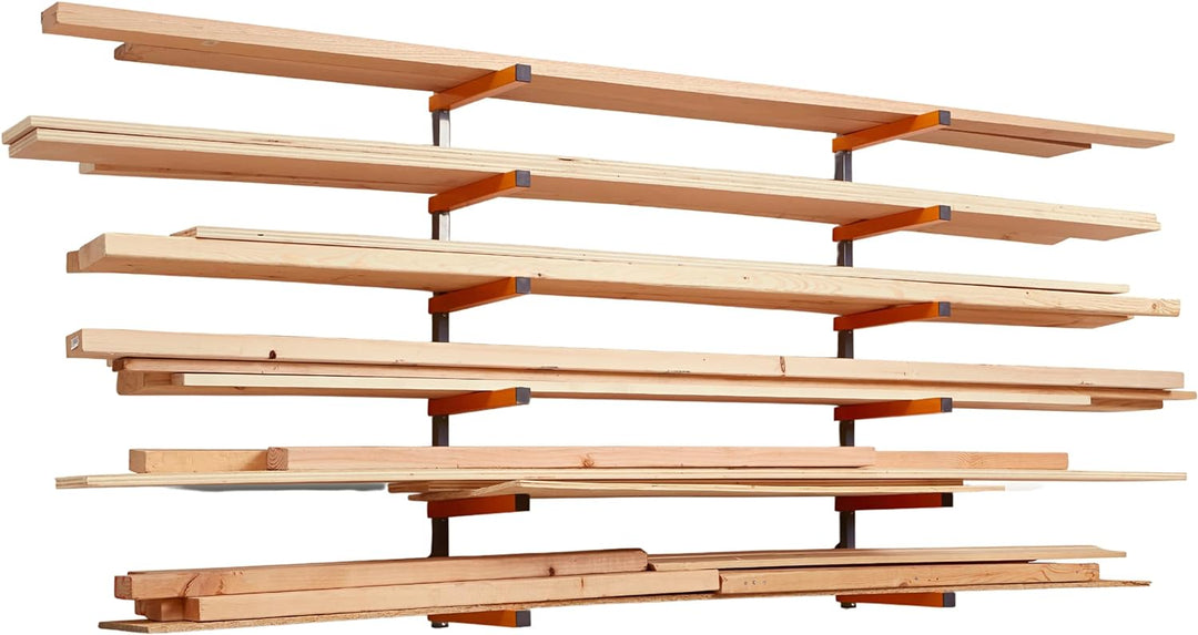 Bora Holzorganizer und Holzaufbewahrung Metallregal mit 6-stufiger Wandhalterung - Innen und Aussen
