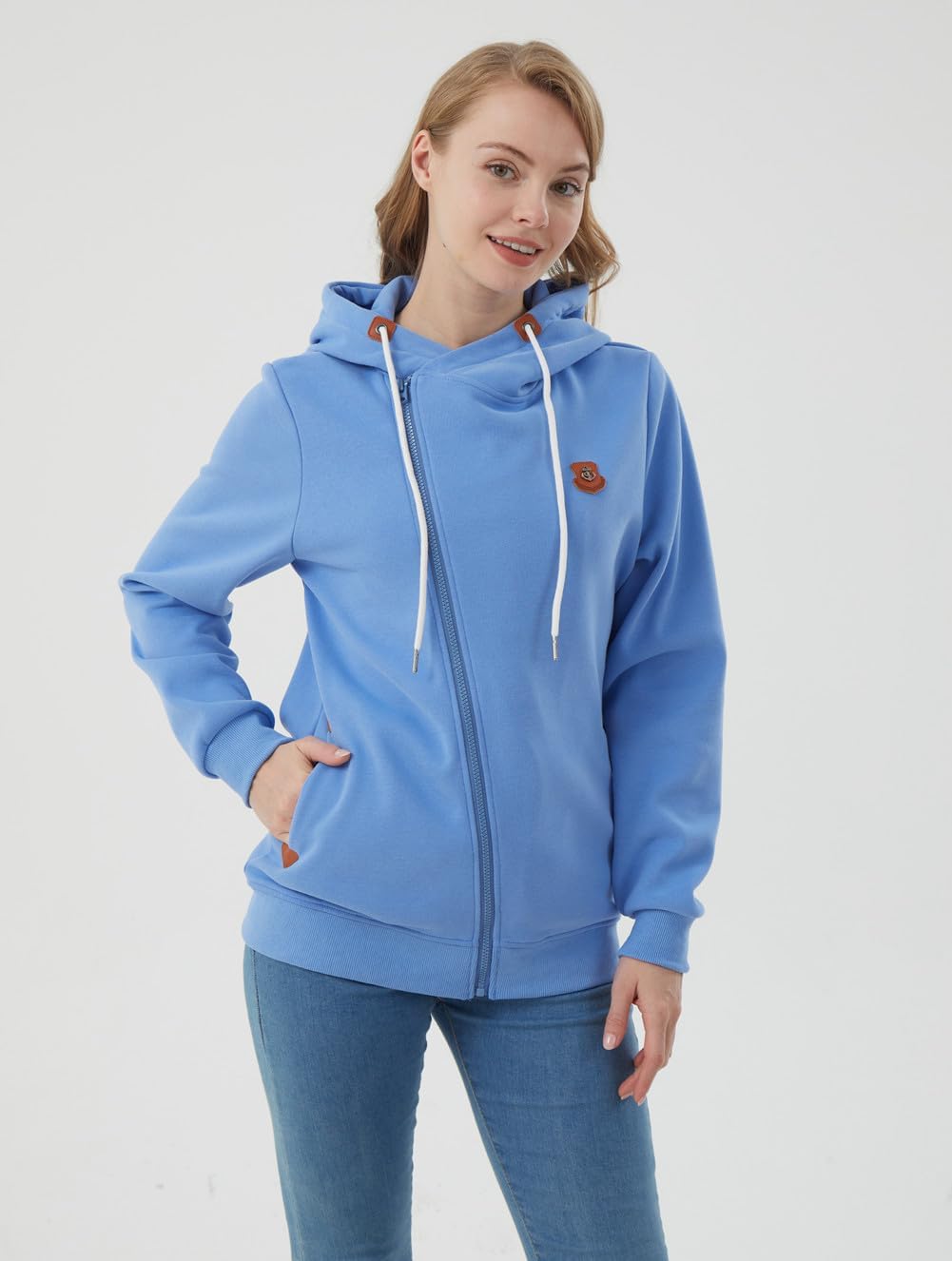 Newbestyle Damen Jacke Sweatjacke Hoodie Oberteile Kapuzenpullover Blauer See XS, Blauer See XS