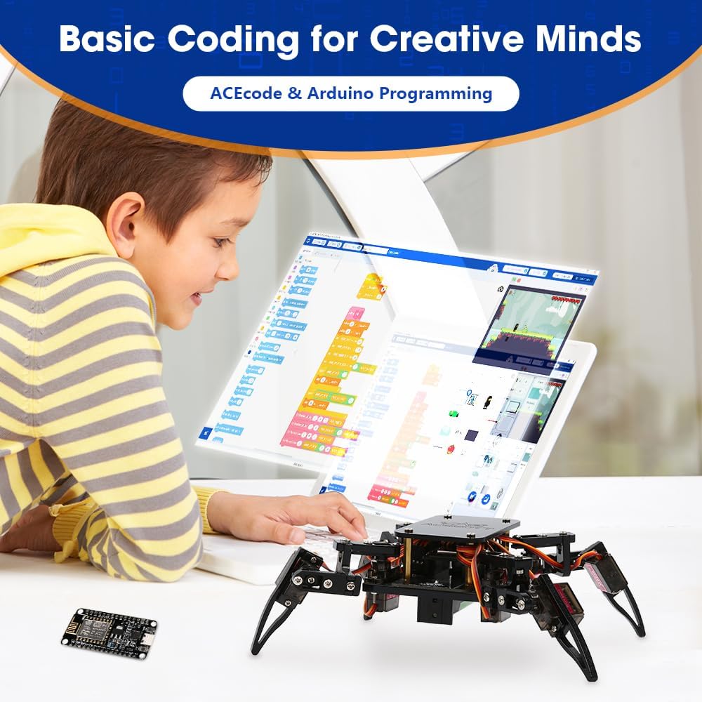 STEM Toys Programmable Bionic Spider Robot Kit, Science Kit for Kids Age 8-12, Teens DIY Robotics Bu