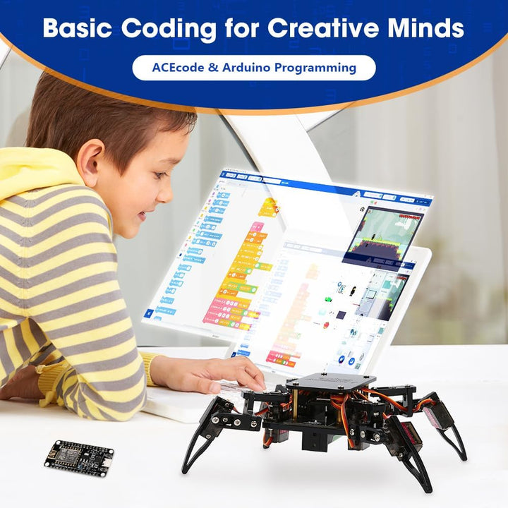 STEM Toys Programmable Bionic Spider Robot Kit, Science Kit for Kids Age 8-12, Teens DIY Robotics Bu