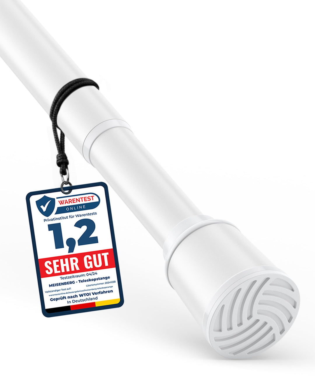 Gardinenstange zum Klemmen 120-170cm, Weiss, Ø 32 mm, Duschvorhangstange ohne Bohren - Vorhangstange
