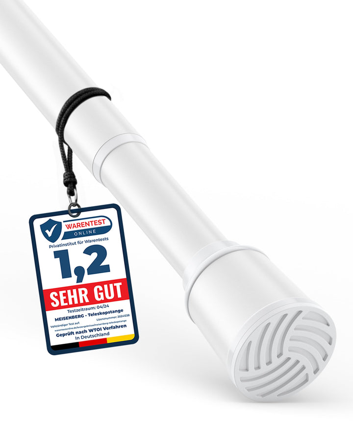 Gardinenstange zum Klemmen 120-170cm, Weiss, Ø 32 mm, Duschvorhangstange ohne Bohren - Vorhangstange