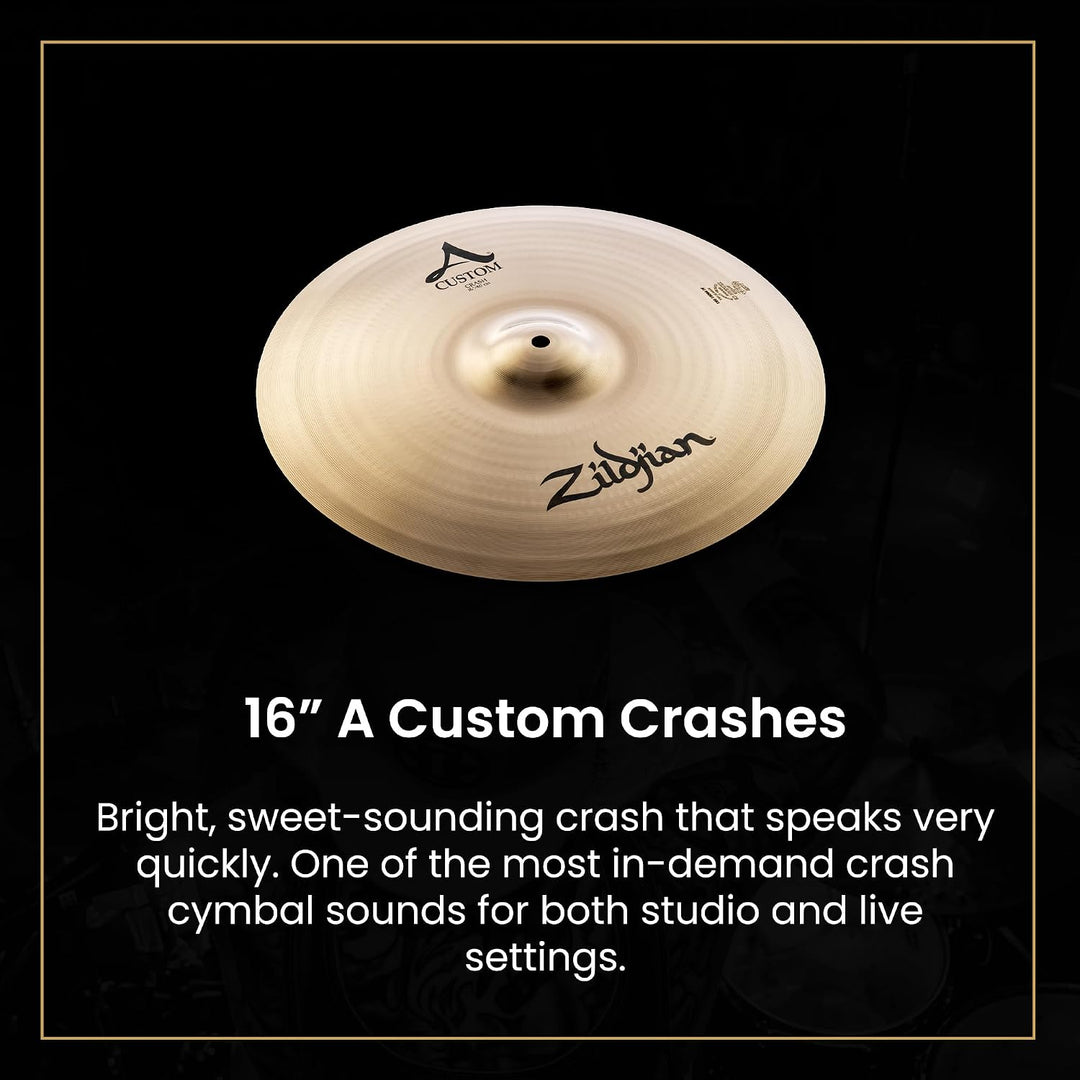 Zildjian A Custom Series Cymbal Box Set - 14" Hi-Hats, 16"/18" Crash, 20" Medium Ride A Custom 4 Pac