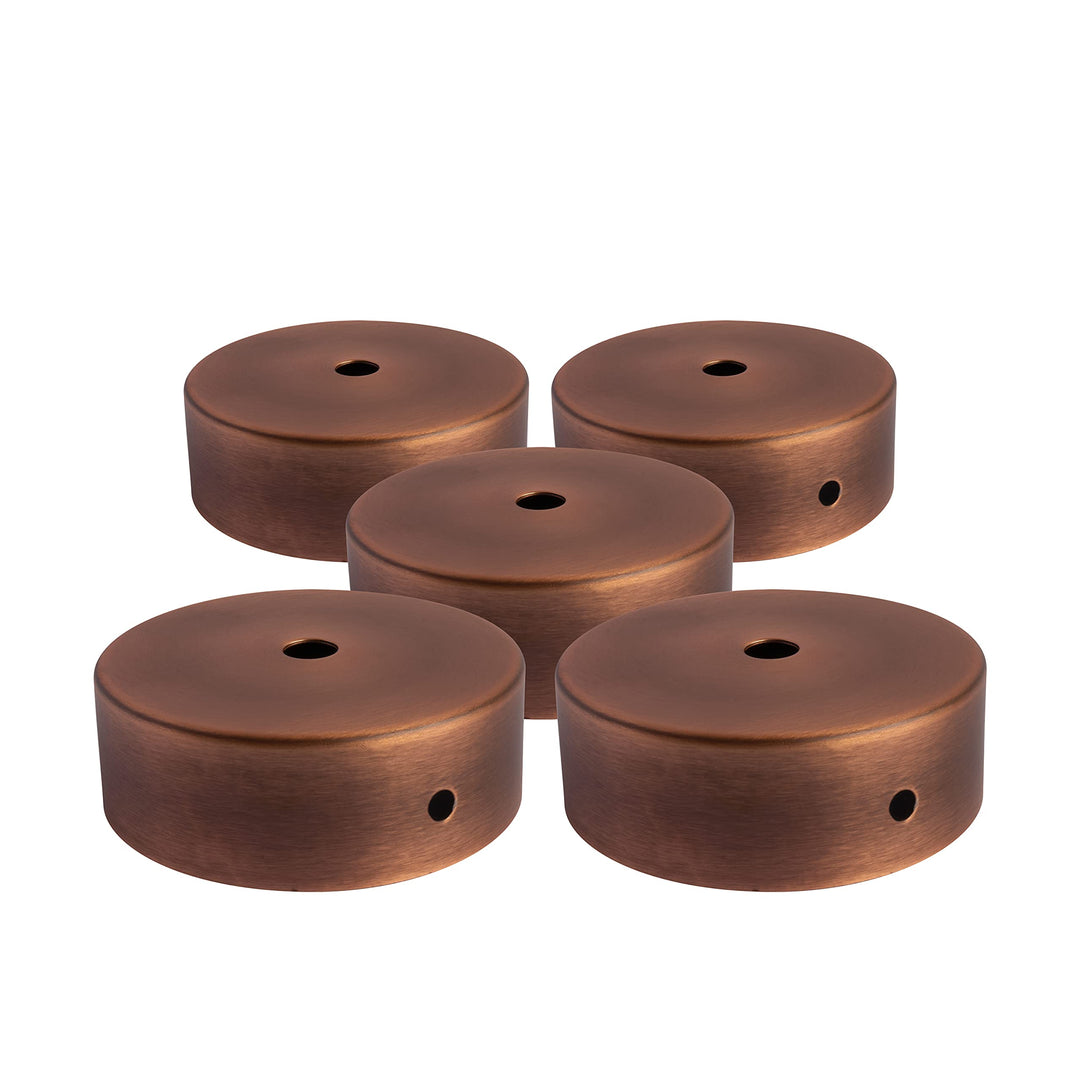 AMARCORDS - 5 Baldachin rosetten aus Metall, Farbe BRONZE, Lampengehäuse komplett mit Kabelklemmenzu