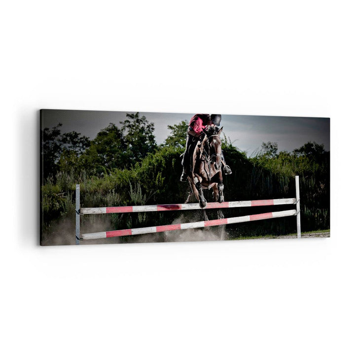 Wandbilder Dekoration Wohnzimmer Pferd Sport Hindernisse Himmel Panorama Bilder auf Leinwand 120x50c