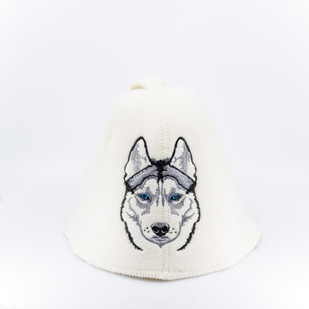 Natural Textile Saunahut 'Sauna Husky' White - 100% organische Wollfilzmützen - Schützen Sie Ihren K