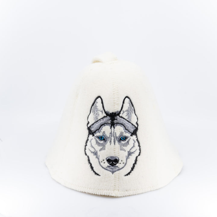 Natural Textile Saunahut 'Sauna Husky' White - 100% organische Wollfilzmützen - Schützen Sie Ihren K