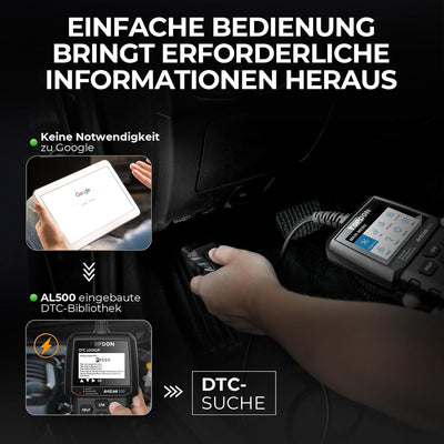 TOPDON OBD2 Diagnosegerät AL500 für Emission Fehler,DTCs Lesen/Löschen,Automatisch VIN Kennen und DT