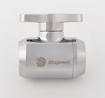 Bitspower G1/4" Mini-Ventil mit silbernem Griff, Silber glänzender Körper