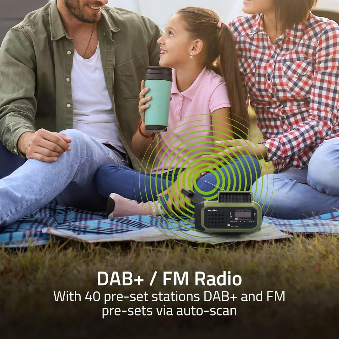 Notfallradio - Tragbare Ausführung - DAB+ / FM - Batteriebetrieben/Handkurbel/Solar Powered/Stromver
