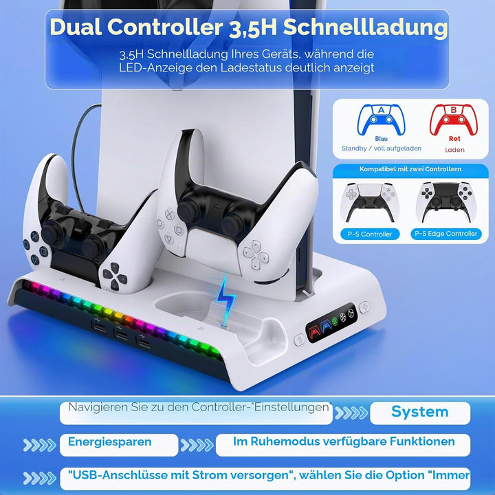 FASTSNAIL ASTSNAIL Standfuss für PS5/PS5 Pro/PS5 Slim, Lüfter Ständer für Playstation5 Digital/Disc