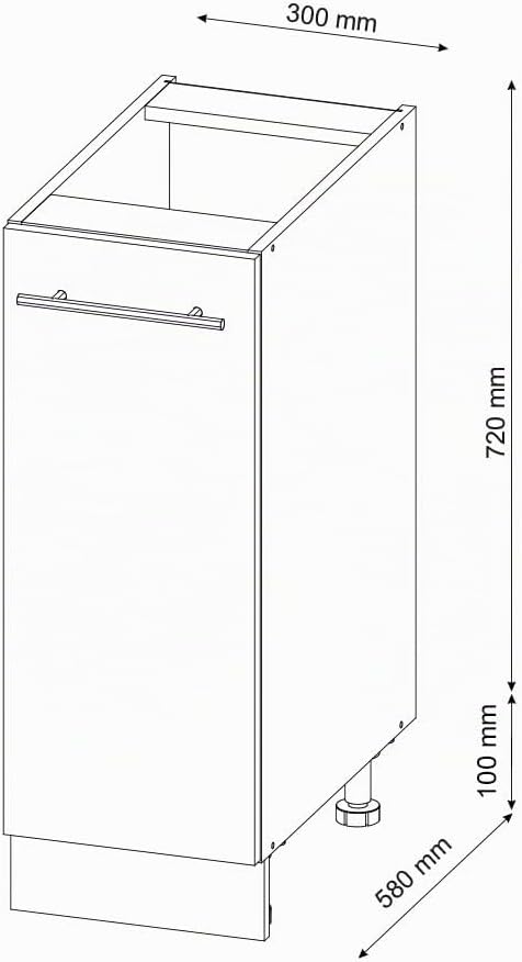 Vicco Apothekerschrank Fame-Line, Anthrazit Hochglanz/Weiss, 30 cm ohne Arbeitsplatte Anthrazit Hoch