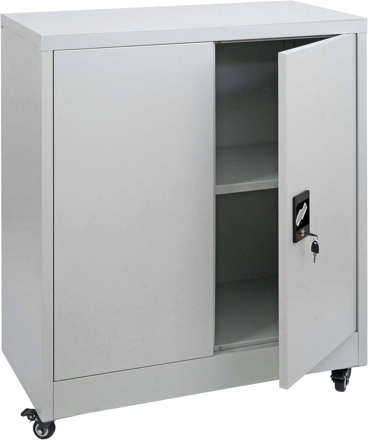 Aktenschrank HWC-O50, Büroschrank Stahlschrank mit Rollen, 2 Türen abschliessbar, Stahl 98x80x40cm -