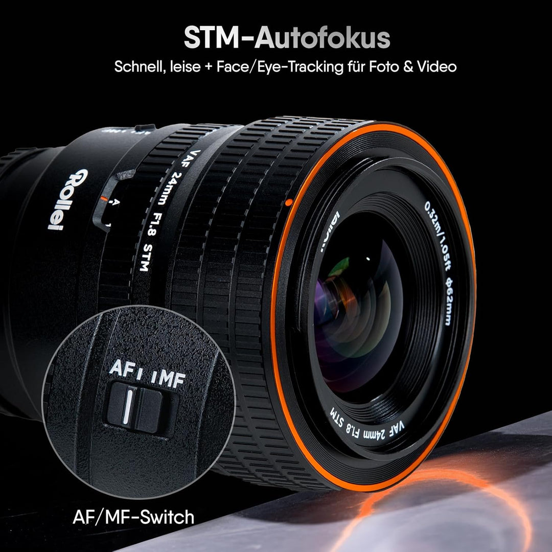 Rollei AF 24 mm F/1.8 Vollformat Objektiv für Sony FE mit STM-Autofokus | Vollmetall Gehäuse 477g Ko