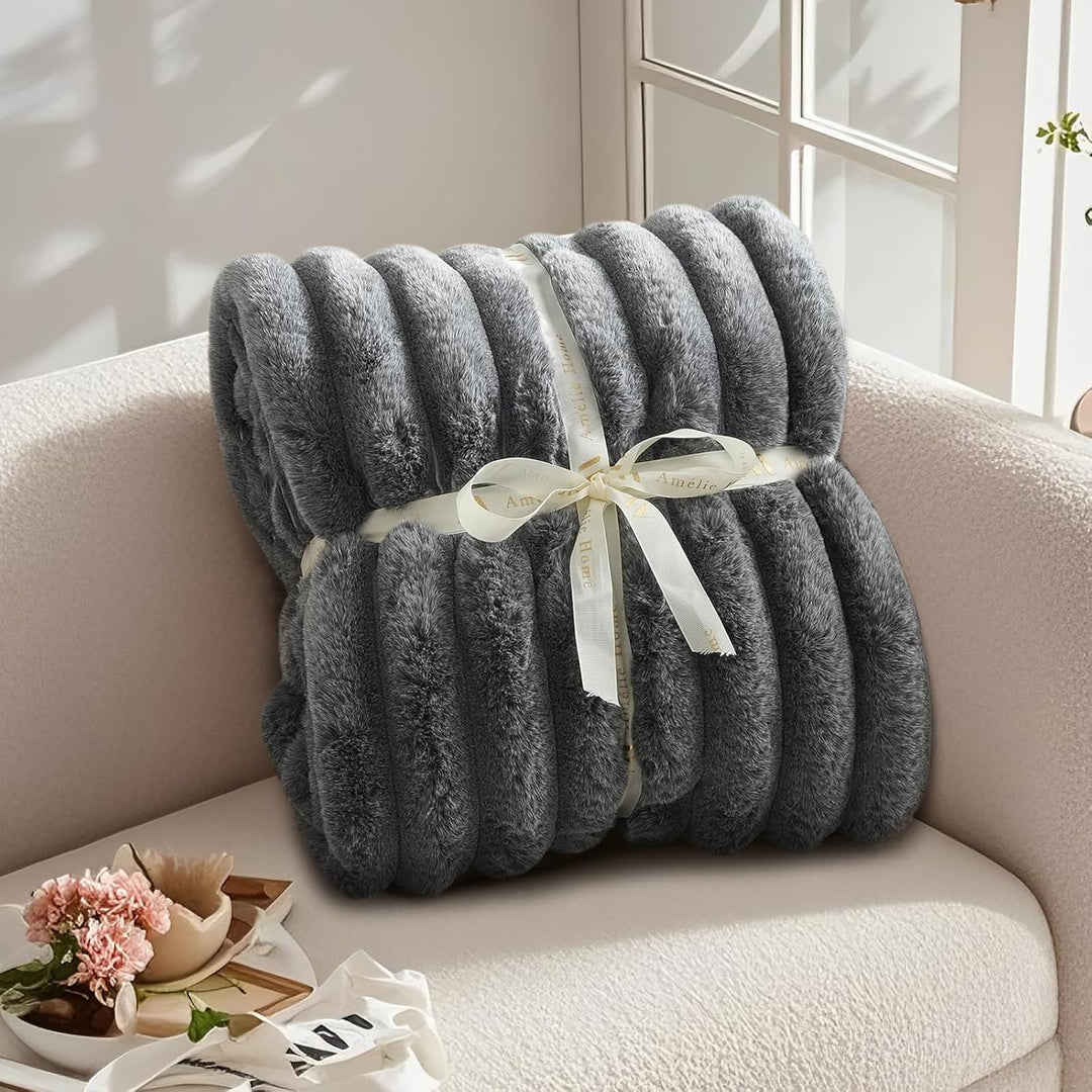 Lanqinglv Kuscheldecke Flauschig Decke Grau,Dicke Kuscheldecke Plüsch Flanell Decke,Weiche Warme Win