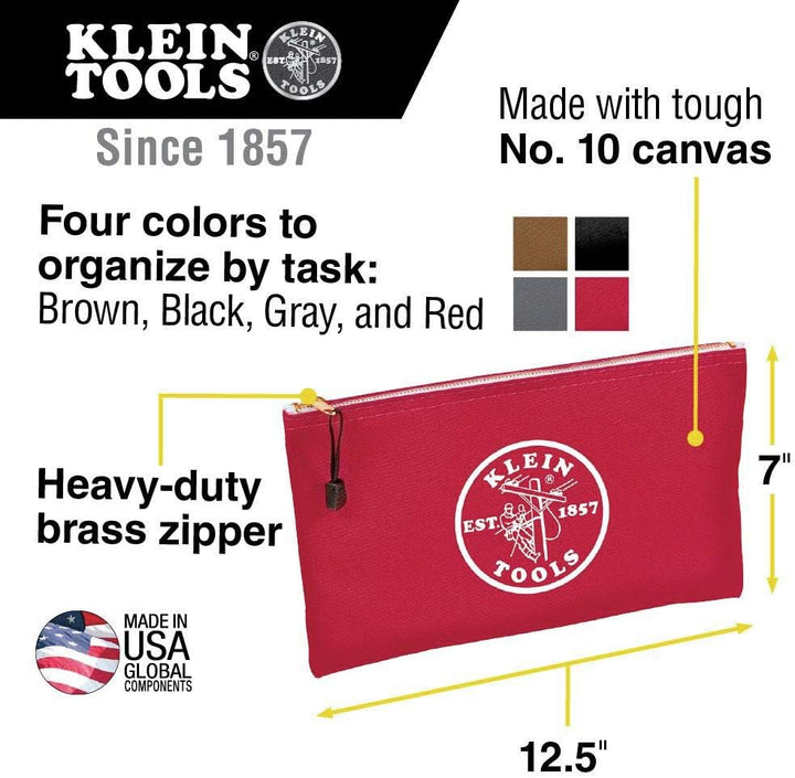 Klein Tools 5140 Leinwand Reissverschluss Taschen, 5141 Red, Gray, Black, Brown 4-Pack, Red, Gray, B