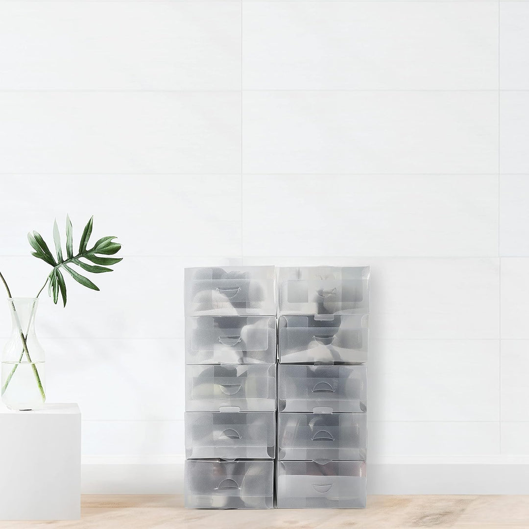 Kurtzy 10er Packung Durchsichtige Kunststoff-Schuhboxen 33x20x13cm - Geeignet für Damen-, Herren- un