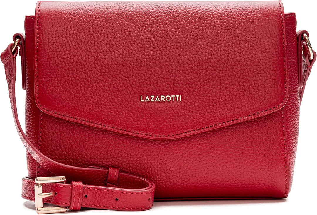 Lazarotti Bologna Leder Umhängetasche Damen | verstellbarer Schultergurt | mittelgrosse Crossbody Ba