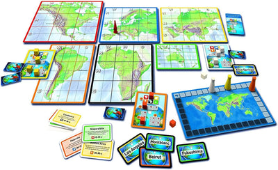 KOSMOS 691882 Die Welt, Geografie Spiel, Familienspiel für 2-6 Spieler, ab 10 Jahre, Weltreise Spiel