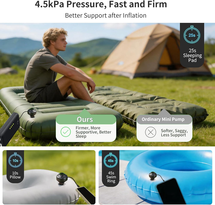Origem mini luftpumpe luftmatratze ohne Akku, 30 g leicht Elektrische pumpe | air pump schnelles Auf
