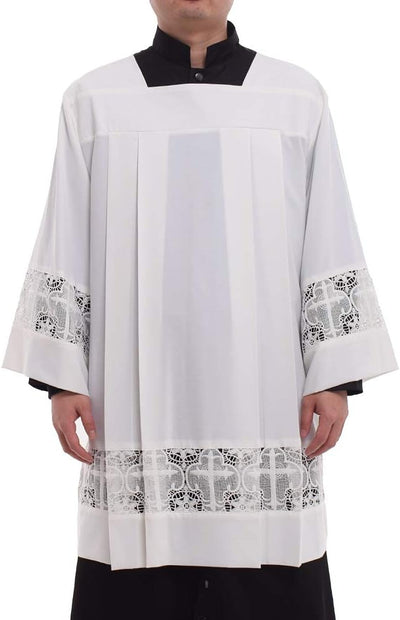 BLESSUME Klerus Alb Katholischer Kanzel Plissiertes Liturgisches Kirchengewand XL Weiss, XL Weiss