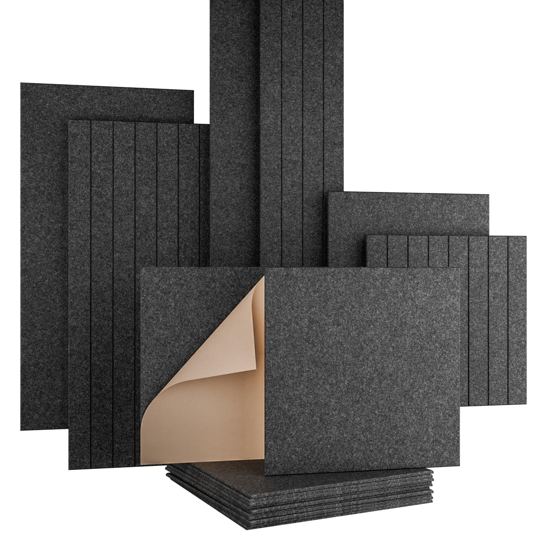 AKUSTIKO Akustikpaneele Selbstklebend 60x60cm - 8 Stück Graphit Akustik Wandpaneele Schallschutz &amp; R