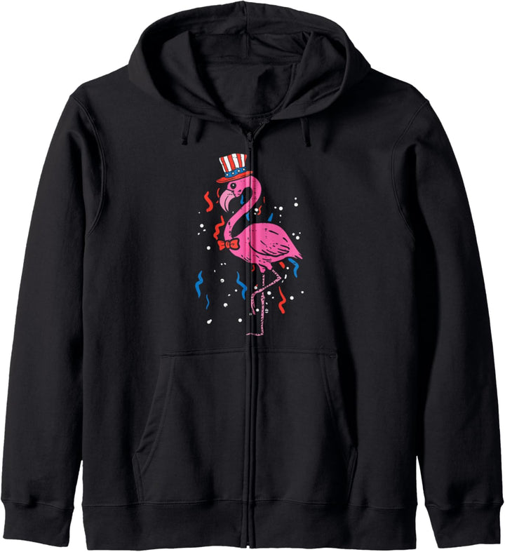Flamingo American Flag USA 4th Of July Fourth Patriot Animal Kapuzenjacke