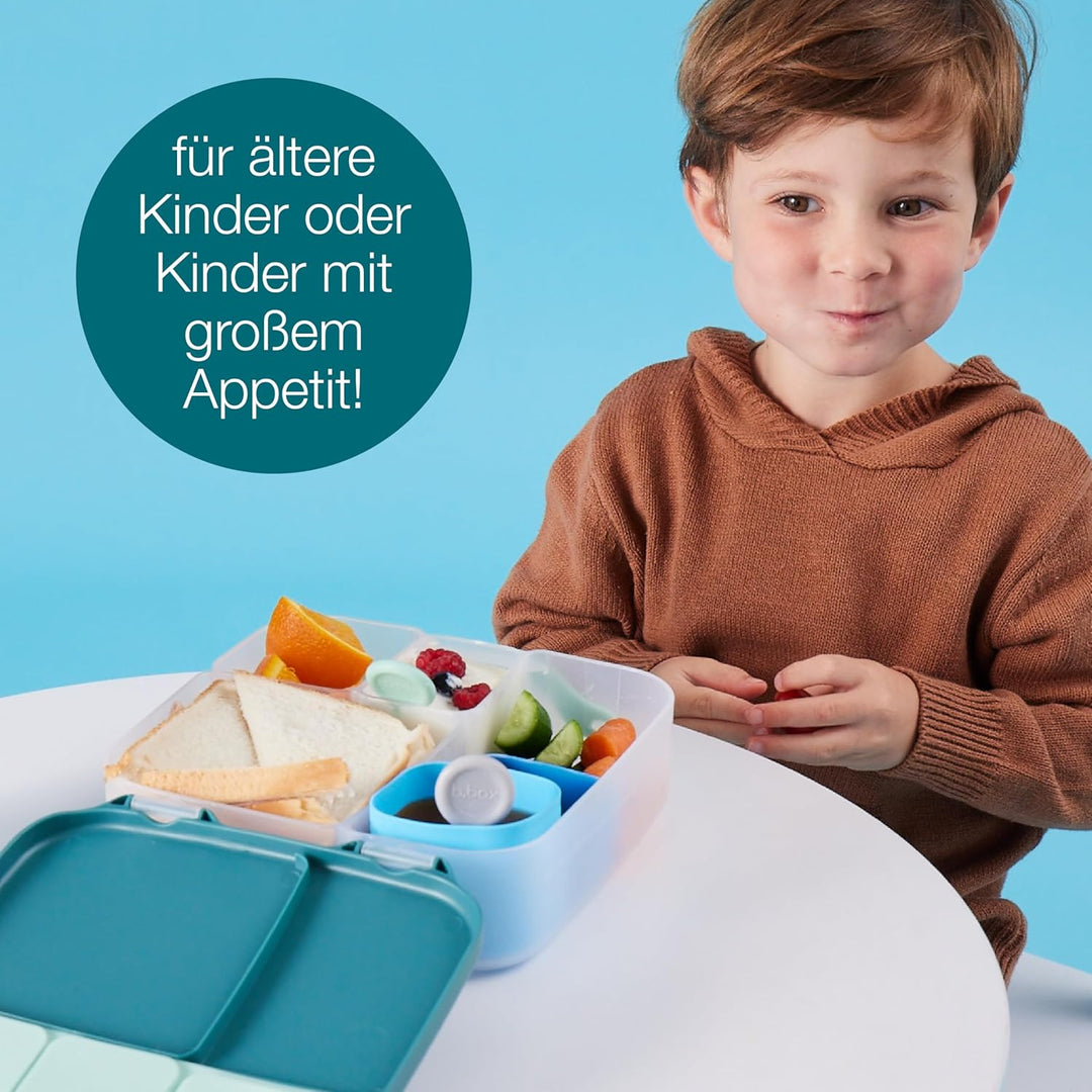 b.box Brotdose Kinder mit Fächern | Jumbo Bento Box mit 4 Fächern (2 Auslaufsicher), Herausnehmbarer