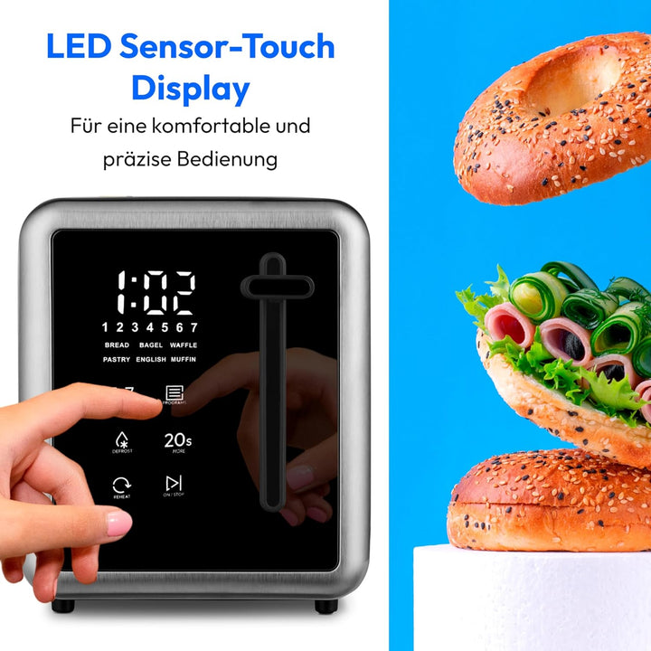 MEDION Toaster 2 Scheiben mit Brötchenaufsatz (7 Bräunungsstufen, 5 Automatikprogramme, 850 Watt, Au