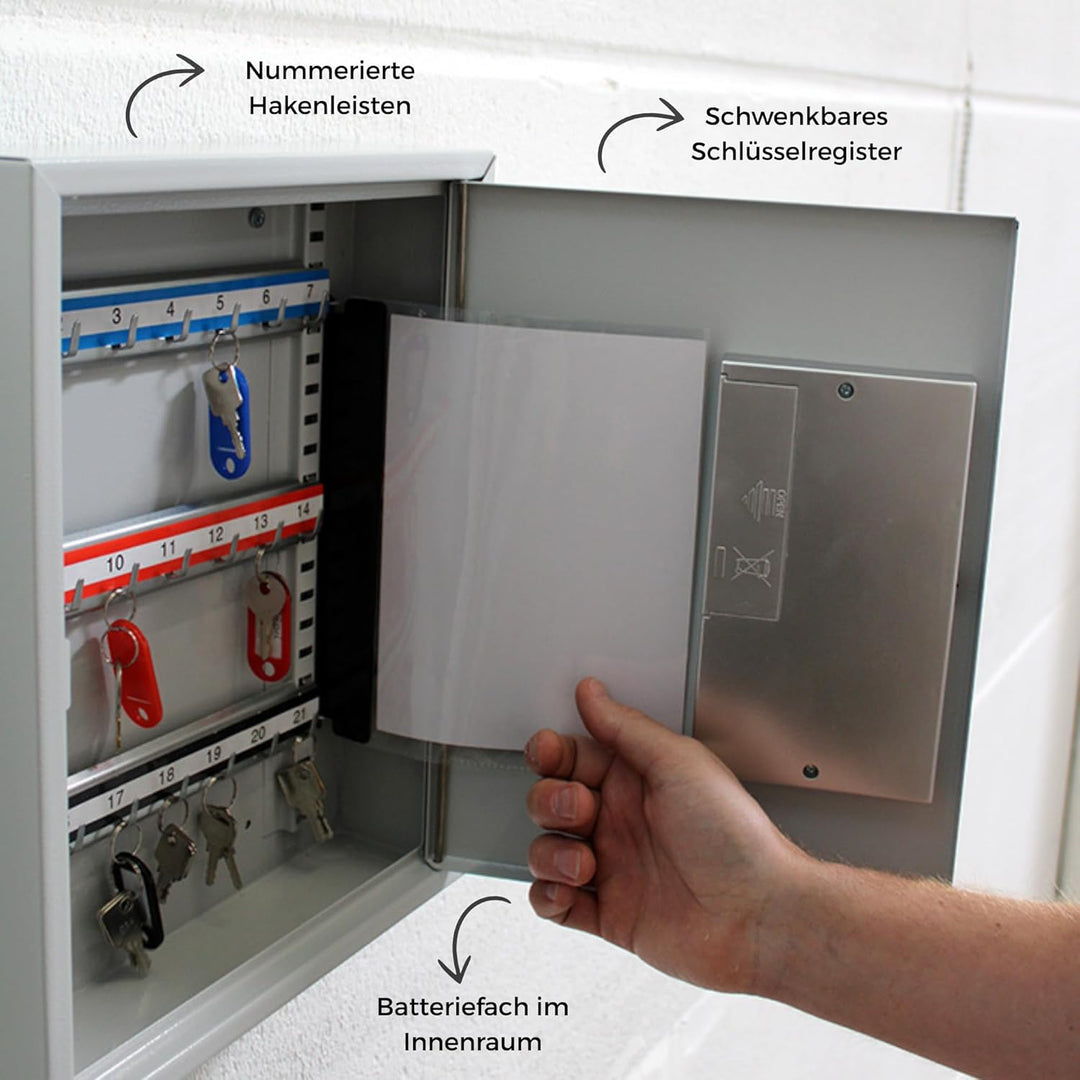 Wedo 10263237 Schlüsselschrank (für 32 Schlüssel, pulverbeschichtetes Stahlblech, mit modernem Elekt