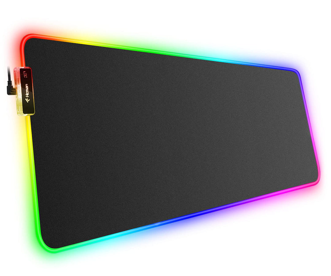 Hcman RGB Gaming Mauspad XXL - 800x300mm Mousepad mit Rutschfester Gummibasis, 7 LED Farben, 10 Bele