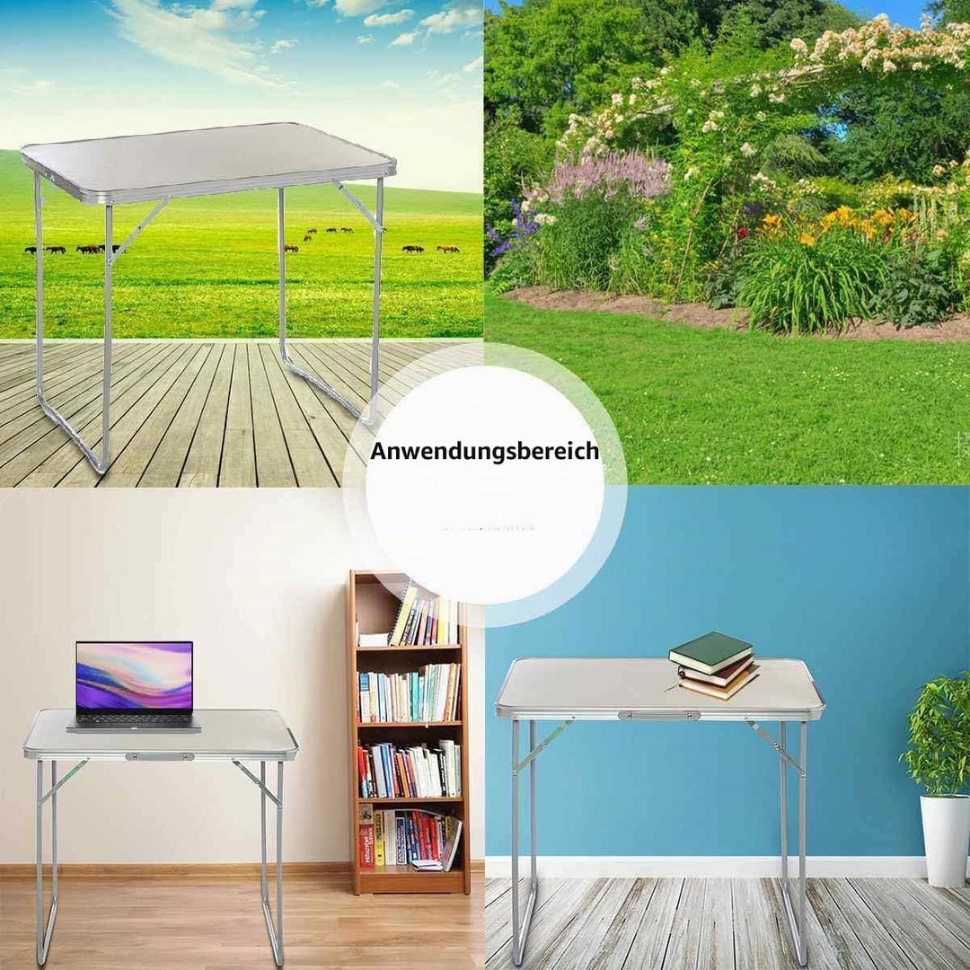 Tragbar Klapptisch Aluminium, Campingtisch Flatbar für Balkon Terrasse Picknick, Esstisch Bürotisch