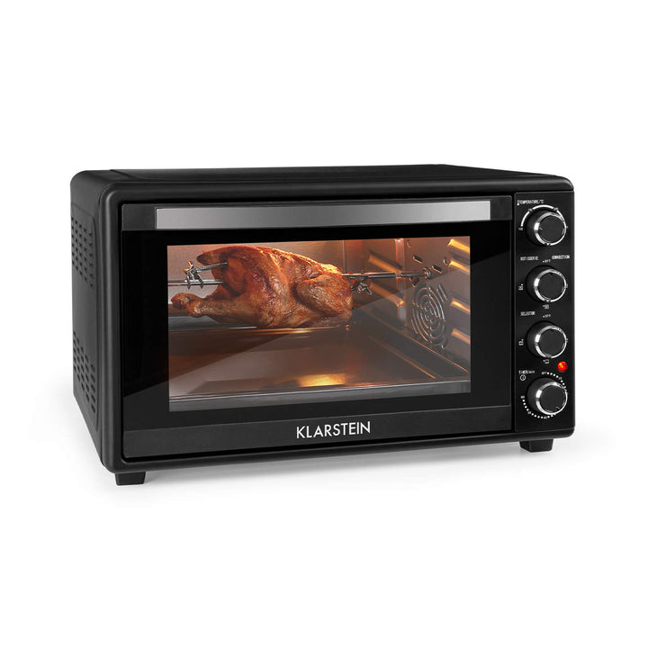 Klarstein Masterchef Minibackofen, Mini Backofen Temperatur: 100-230 °C, Ofen mit Drehspiess, Umluft