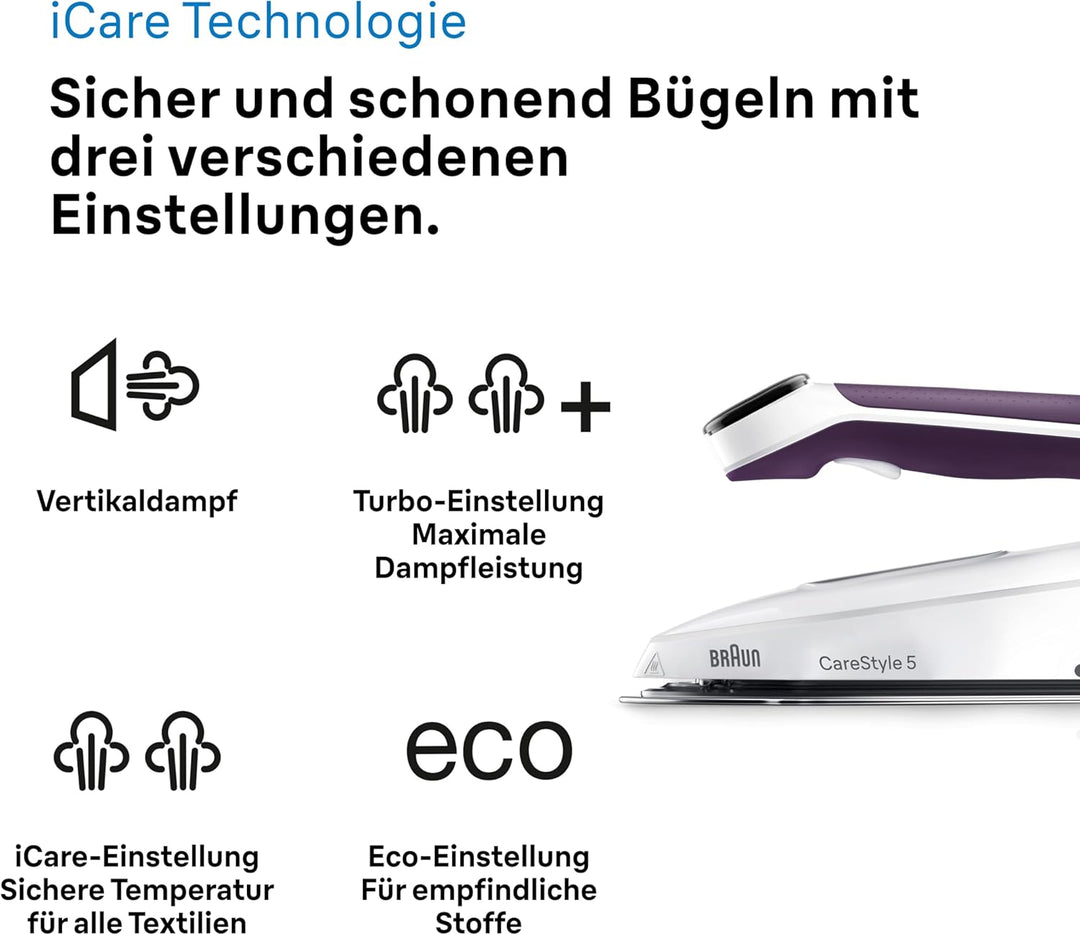 Braun Household CareStyle 5 IS5247 VI Dampfbügelstation - Dampfbügeleisen mit FreeGlide 3D Bügelsohl