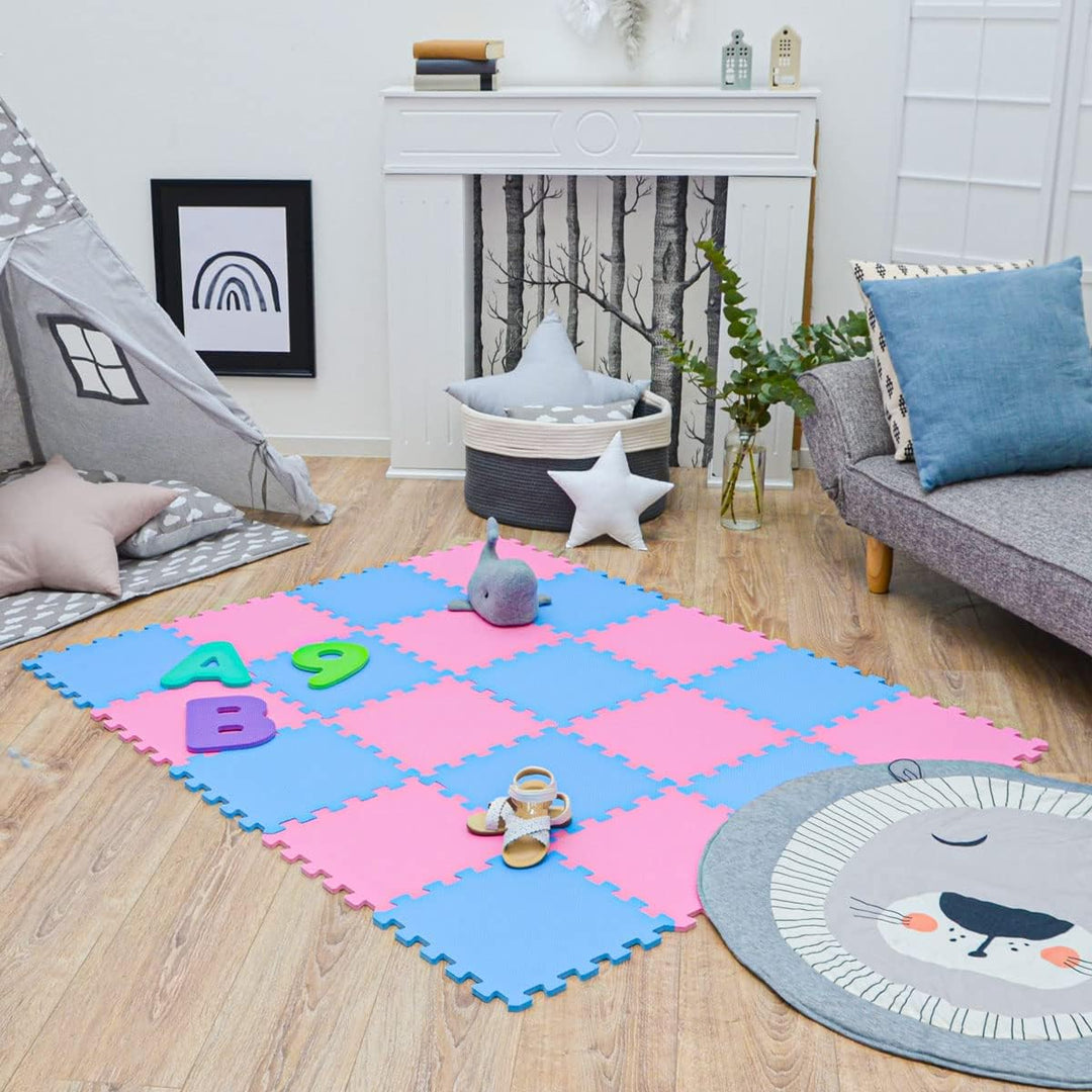 LittleTom 18 Teile Spielmatte Baby ab Null - 30x30 Schaumstoff Puzzlematte Kinder Isomatte Baby Spie