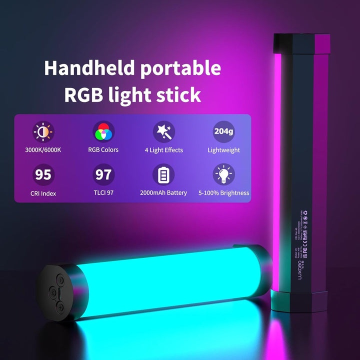 LUXCEO V8 LED Lichtstab, RGB LED Videoleuchte für Fotografie, Dimmbare 3000K/6000K,RGB Kamera Licht